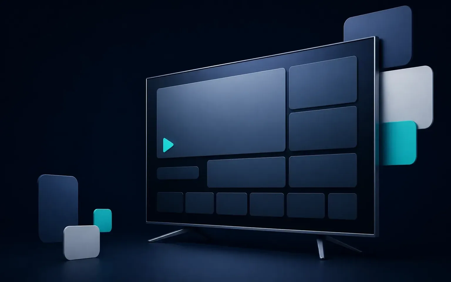 Abstract IPTIVO Player interface displayed on a television